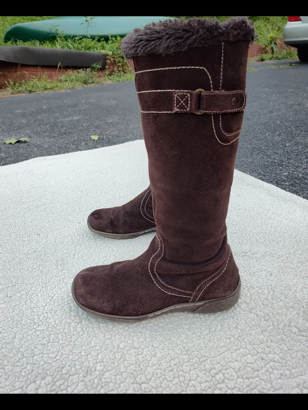 Women's Bjorndal Brown Suede Winter Boots with Faux Fur Trim And Buckle Detail